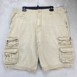 VTG Y2K Cargo Shorts Men's 38 Khaki Plugg Skater Punk Workwear Baggy Utility